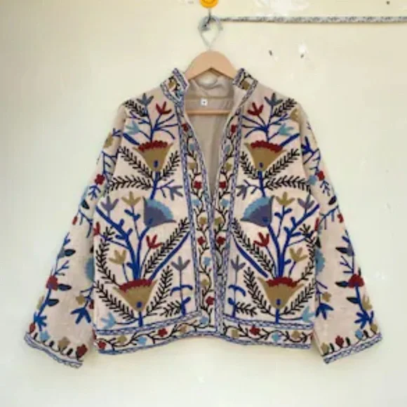 Hand Made and Embroidered Suzani Cropped Jacket - Picture 1 of 4